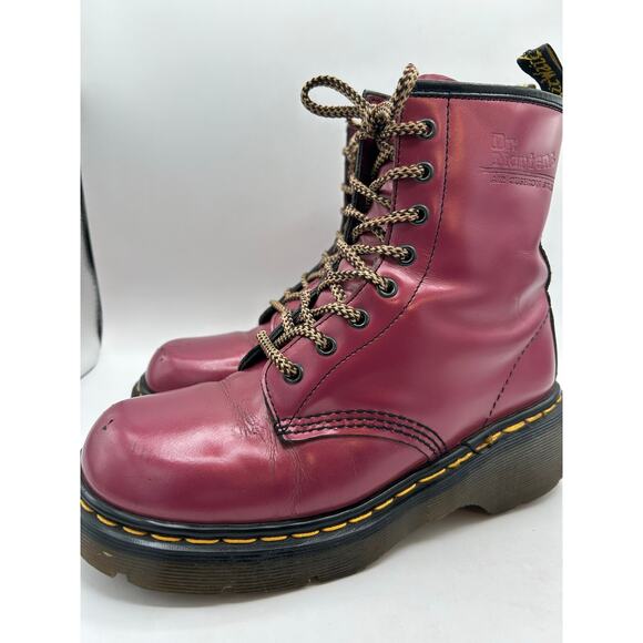 Vintage Dr Martens 8795 RED MADE IN ENGLAND leather Metallic boots England WM 8 - Picture 8 of 12